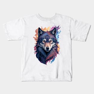 Wolf's Visage: Nocturnal Elegance Kids T-Shirt